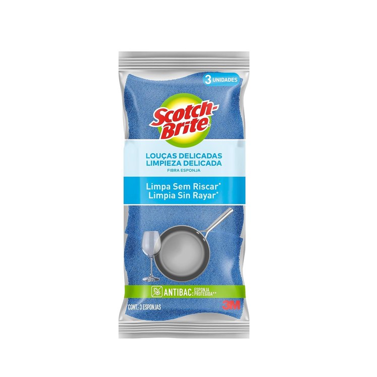 Esponja Scotch Brite Não Risca c/3 Azul