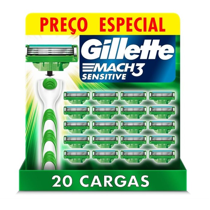 Gillette Mach3 Sensitive - Carga para Aparelho de Barbear, 20 unidades