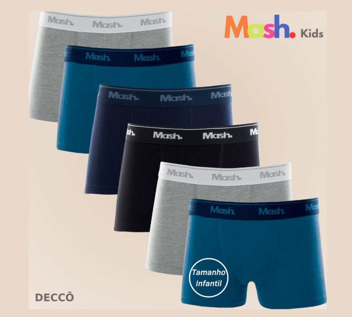 Kit Com 6 Cuecas Mash Infantil