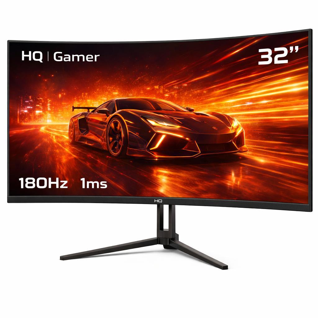 Monitor Gamer HQ Ultra 32" Curvo 1ms, 180Hz, Quad HD (QHD) - 2560x1440, AMD FreeSync, HDMI, DP, HQ32C180