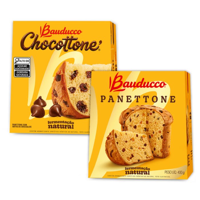 KIT 01 und Panettone Frutas Cristalizadas 400g + 01 und Chocottone 400g Bauducco