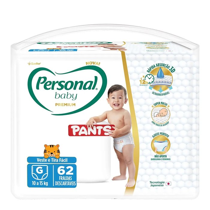 Fralda Personal Baby Premium Pants G 62 Unidades