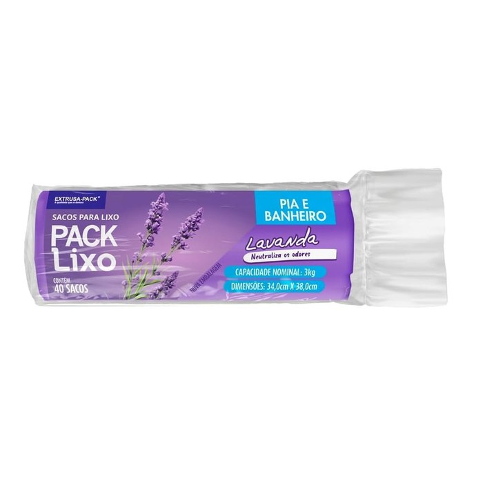 Saco De Lixo PACK LIXO Lavanda Pia e Banheiro 40 unidades