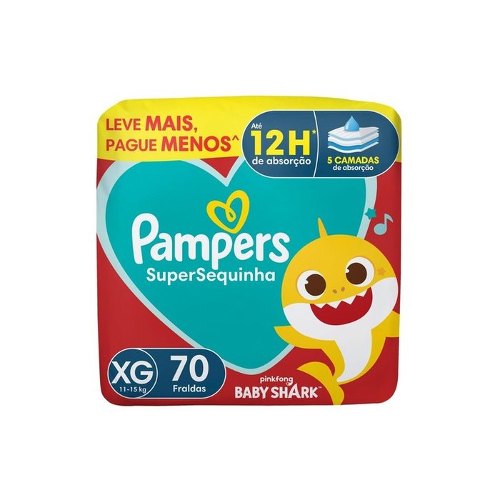 Fralda Pampers Supersequinha Tamanho XG 70 Unidades
