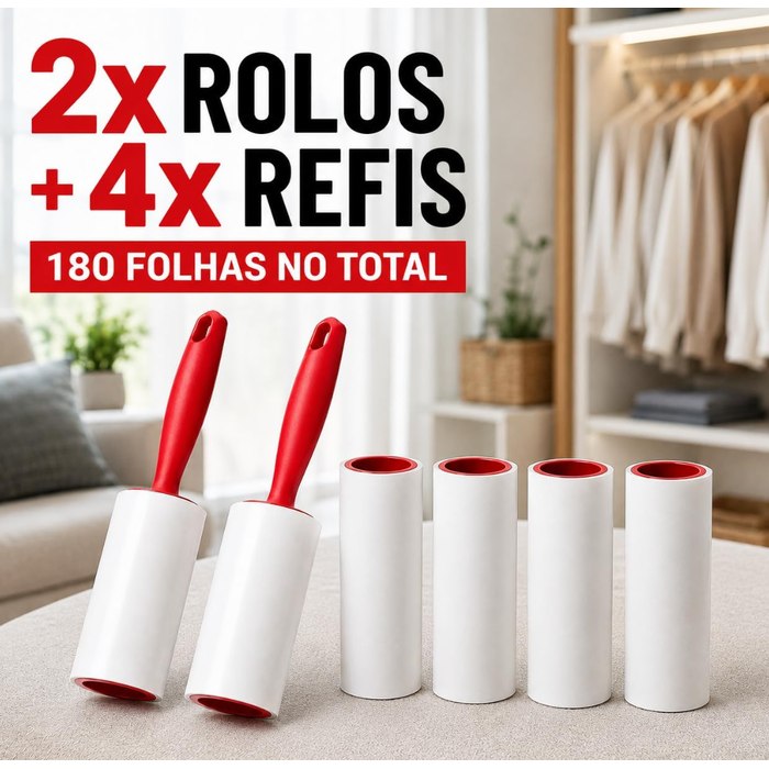 Kit 2 Rolos Adesisvos Tira Pelo + 4 Refis