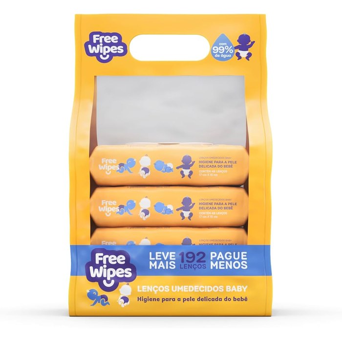 Lenço Umedecido Free Wipes Baby Pack com 4 Unidades