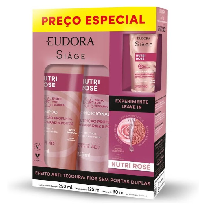 Eudora SIàge Promopack Nutri Rose Shampoo 250ml + Condicionador 125ml + Leave-in 30ml