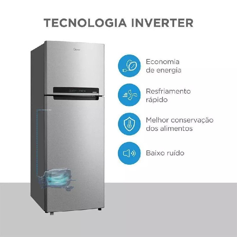 Geladeira Midea Frost Free Duplex 394L Inverter 110V (RT533)