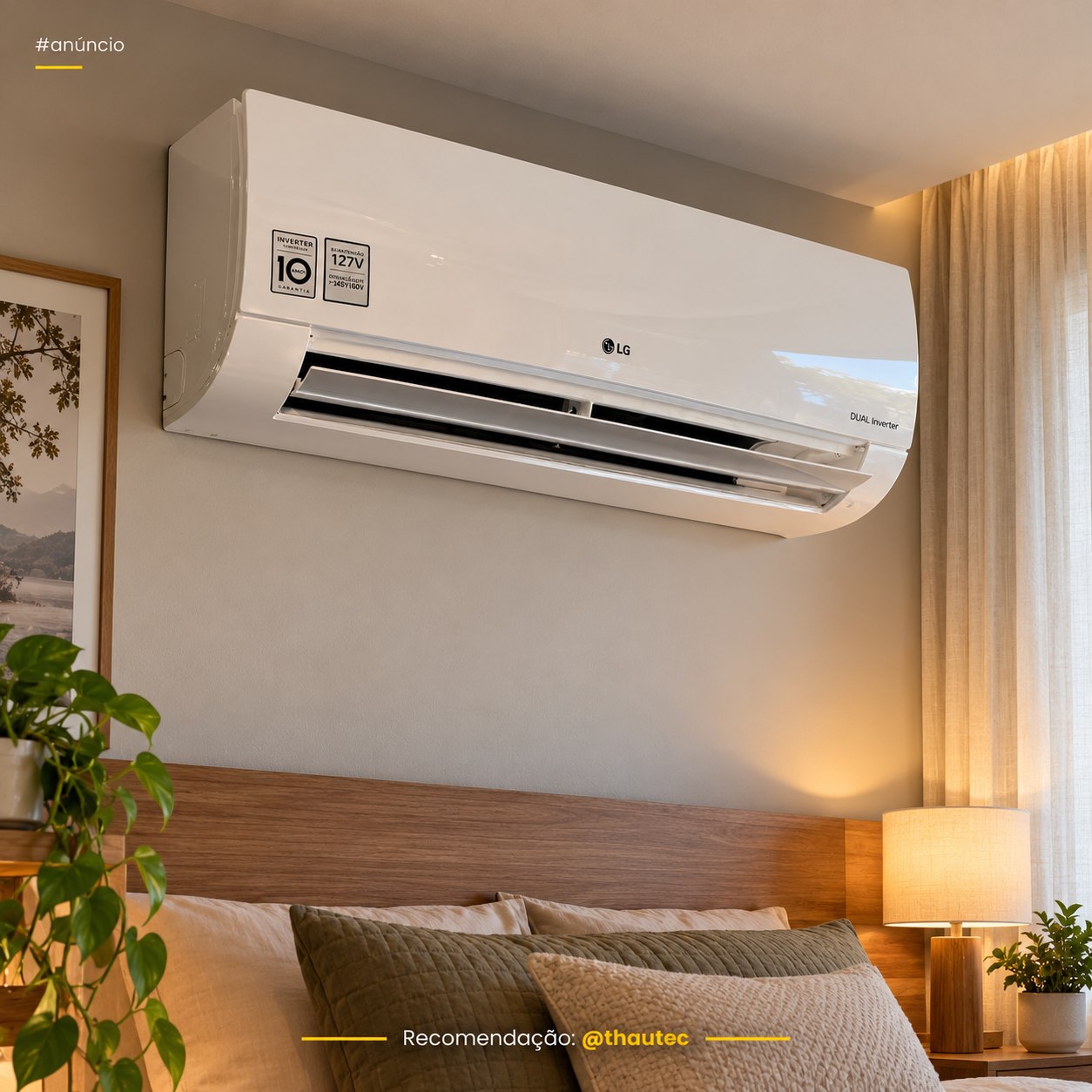 Ar condicionado Split Hi wall LG Dual Inverter Compact +IA 12.000 BTUS Frio (2 anos de garantia)