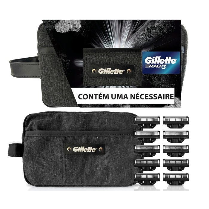 Kit Gillette Mach3 10 cargas + Necessaire