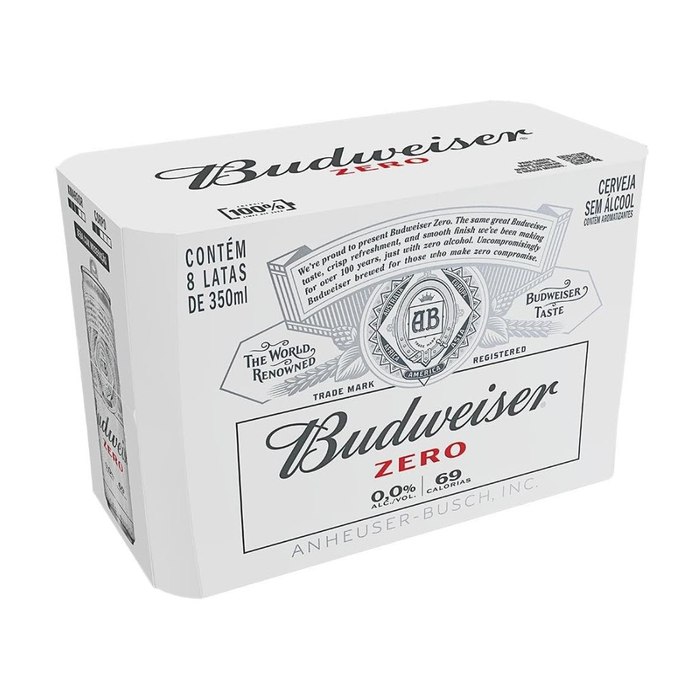 Cerveja Sem Álcool Budweiser Lata 350ml Pack com 8 unidades