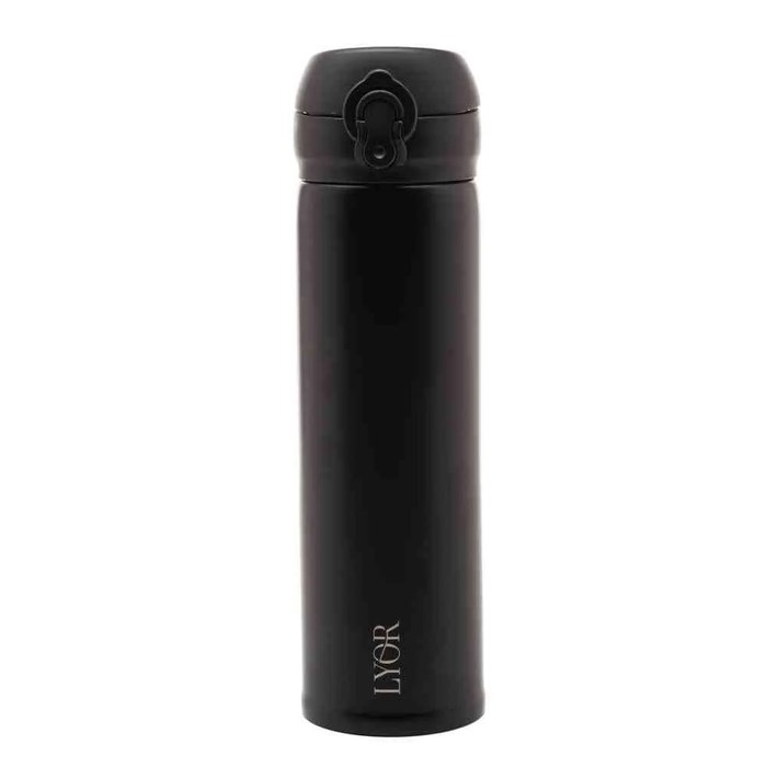 Garrafa Térmica Lyor com Tampa Flip Preta 410ml