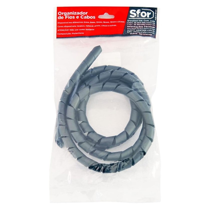 Organizador De Fios E Cabos (12mm X 1,5m Preto)