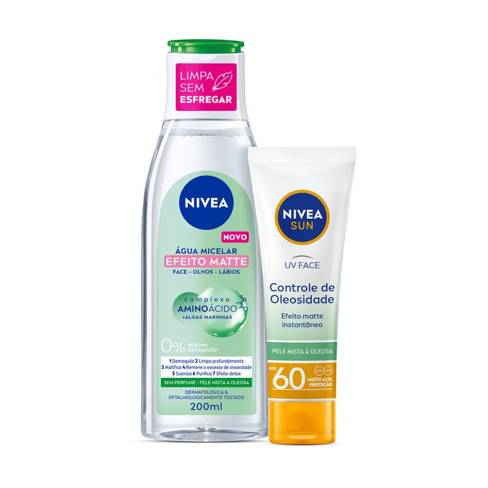 Kit Água Micelar Protetor Solar Facial NIVEA FPS 60 200ml + 50ml