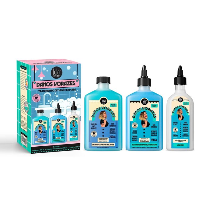 Kit Danos Vorazes (Shampoo + Condicionador + Leave in) Lola From Rio