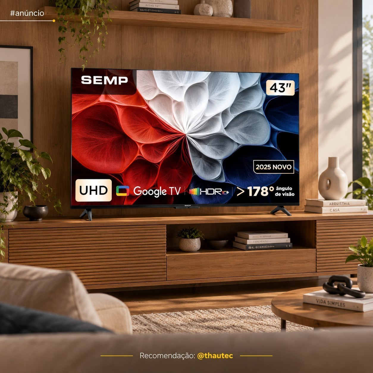 Smart TV Semp 43" 4k Uhd Google Tv (43S62)