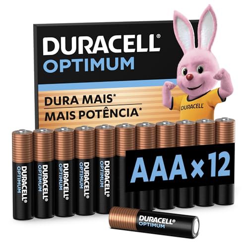 Duracell Pilhas Optimum AAA Palito Pack 12 Unidades Dura Mais Para Controle de Videogame e Brinquedos