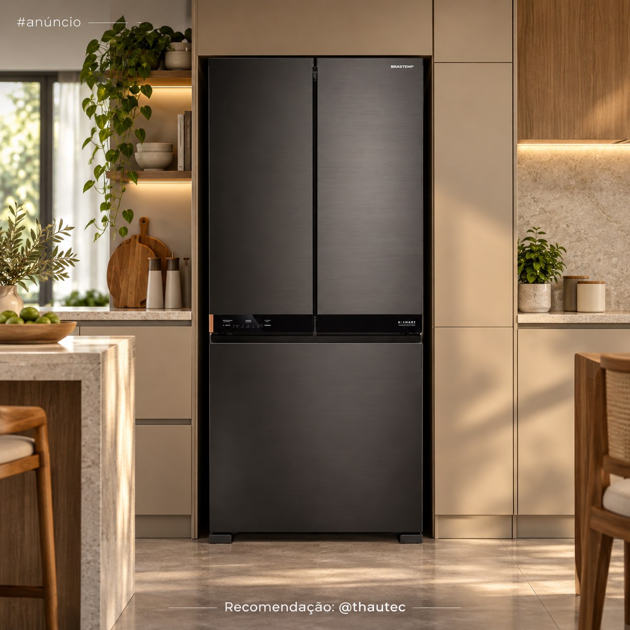 Geladeira Inteligente B= Smart 3 Portas French Door Frost Free 630L cor Black Inox Brastemp (BRO88AE)