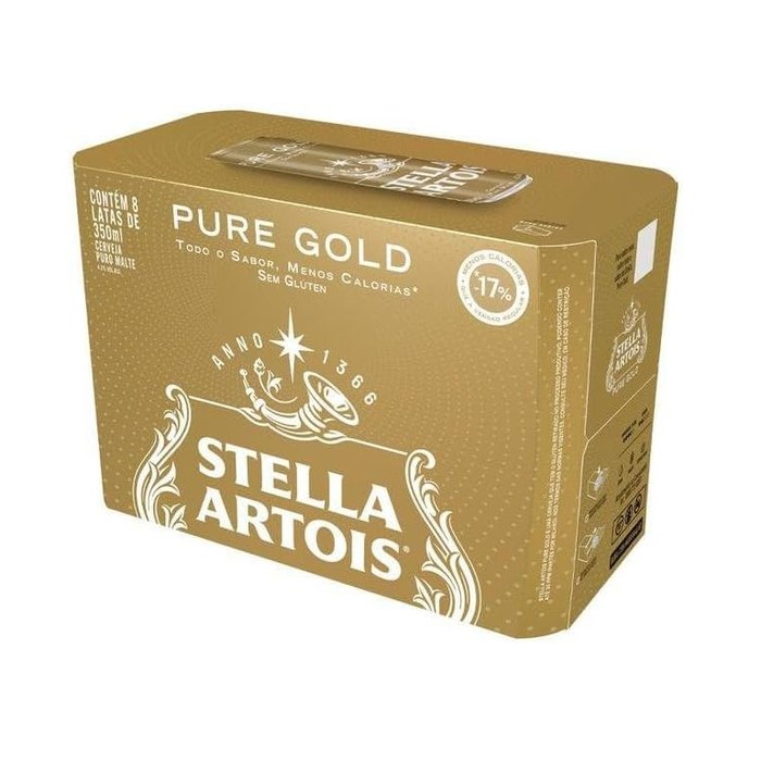 Cerveja Stella Artois Pure Gold Lata 350ml Pack com 8 unidades
