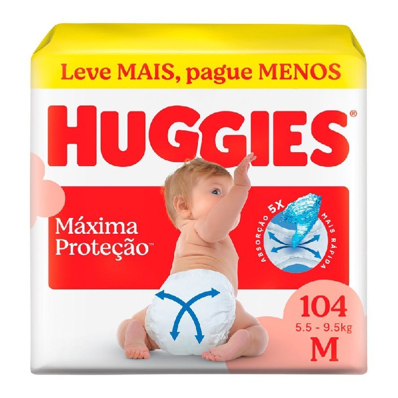 Fralda Huggies Supreme Care M com 104 Unidades