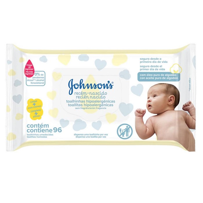 Lenços Umedecidos Johnson's Baby Recém-Nascido 96 Unidades