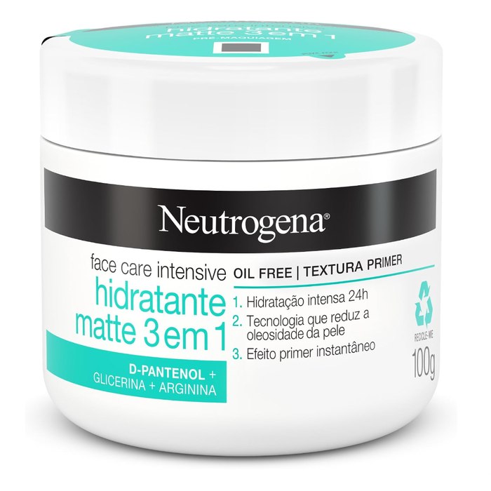 [3 UNIDADES] Creme Hidratante Facial Matte 3 em 1 Neutrogena, Sem Perfume, 100g