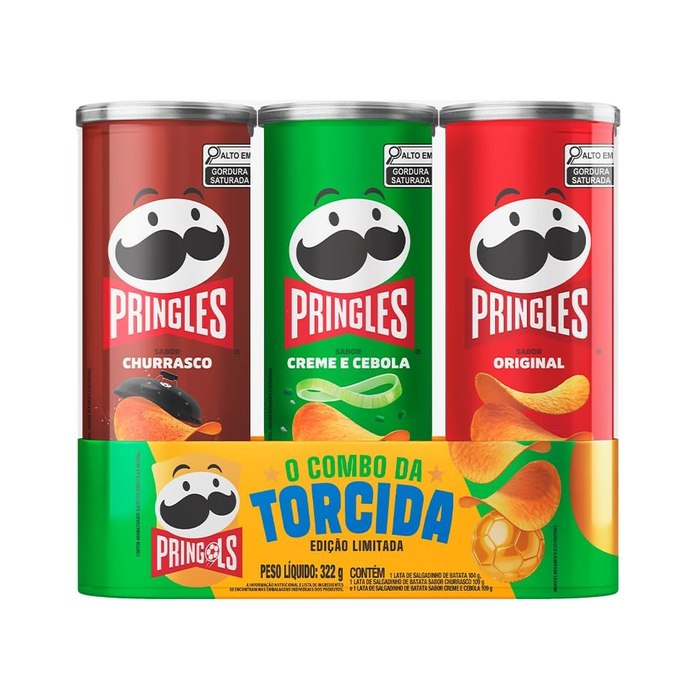 Salgadinho Batata Frita Pringles Tripack Festa do Futebol 322g