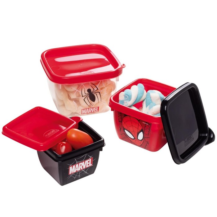 Kit 3 Potes Quadrado Infantil Plasútil Conect Homem Aranha