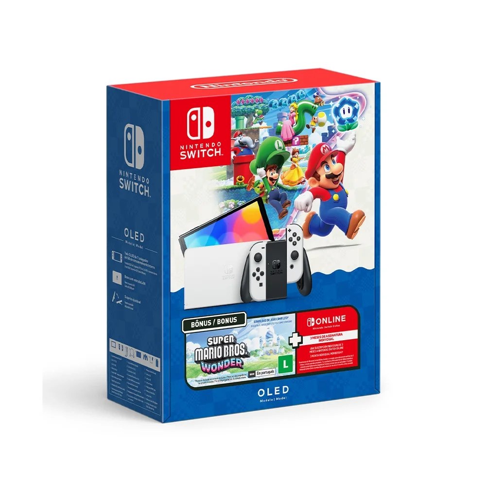 Console Nintendo Switch OLED + Super Mario Bros + 3 Meses NSO