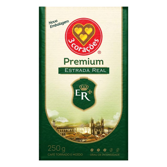 Café Torrado e Moído 3 Corações Estrada Real Premium À Vácuo 250G